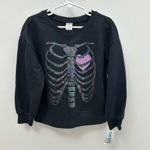 Carter's Black Sweatshirt with Skeleton and Pink Heart - 5T